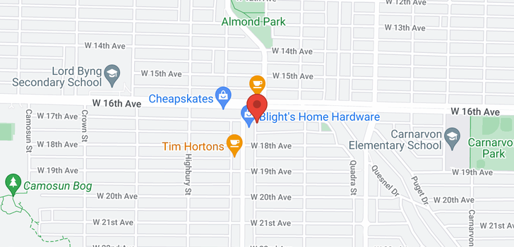 map of 308 3639 W 16TH AVENUE